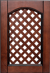 Мебельный фасад «Классика арка» с диагональной декоративной решеткой из массива бука/ясеня