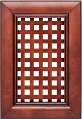 Мебельный фасад «Клио» с прямой декоративной решеткой из массива бука/ясеня