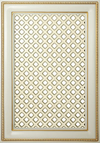 Мебельный фасад с декоративной решеткой «Камея» из МДФ в ПВХ плёнке с патиной золото