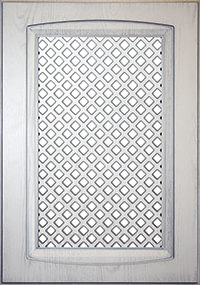 Мебельный фасад с декоративной решеткой «Верона» из МДФ в ПВХ плёнке с патиной серебро