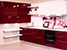 Кухня с глянцевыми мебельными фасадами красного цвета